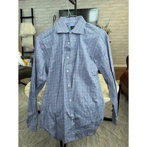 Esquire Slim Fit Non Iron Button Down Long Sleeves Plaid Dress Shirt Mens Sz 16